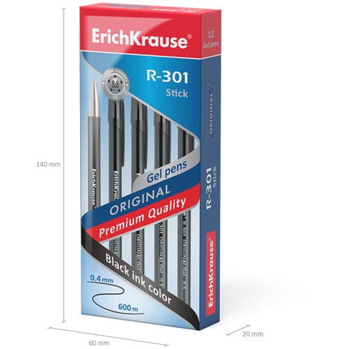 Ручка гелевая Erich Krause "R-301 Original Gel" черная, 0,5мм