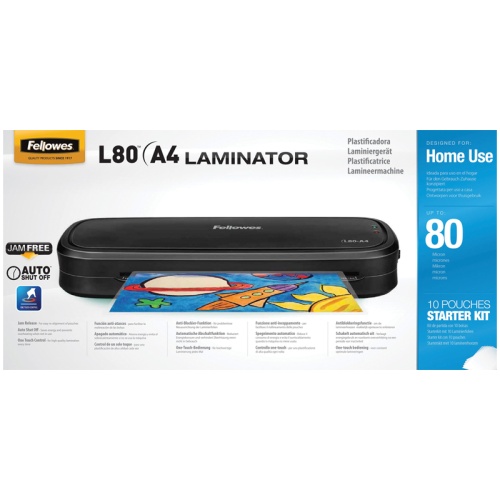 Ламинатор A4 Fellowes FS-57108 "L80-A4" 75-80мкм, 2 вала, скорость 30см/мин, черный
