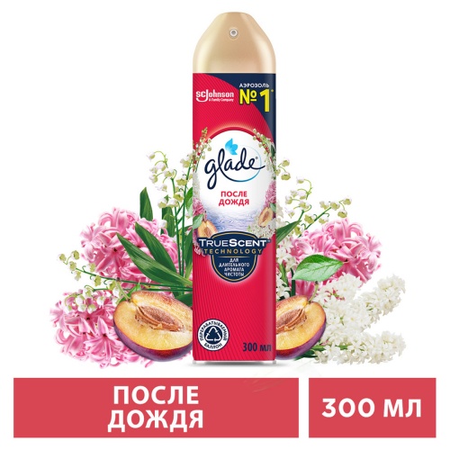 Освежитель воздуха аэрозольный Glade "После дождя", 300мл