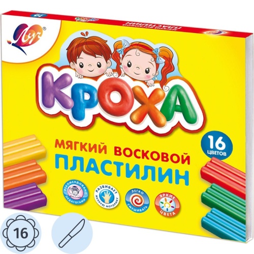 Пластилин мягкий ЛУЧ "Кроха", 16 цветов, 264 г, со стеком, картонная упаковка Пластилин мягкий ЛУЧ "Кроха", 16 цветов, 264 г, со стеком, картонная упаковка