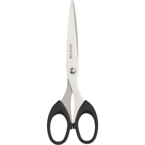 Ножницы 169 мм Attache с пластиковыми симметричными эллиптическими ручками черного цвета