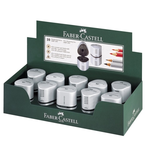 Точилка для карандашей Faber-Castell Trio Grip 2001 пластиковая c контейнером серая