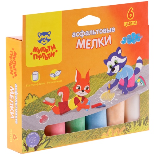 Мелки цветные для асфальта Мульти-Пульти, 6цв., круглые