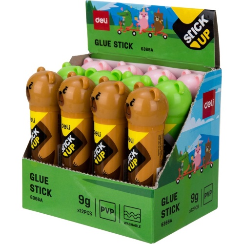 Клей-карандаш Deli 9 г с колпачком в форме зверька Клей-карандаш Deli 9 г с колпачком в форме зверька