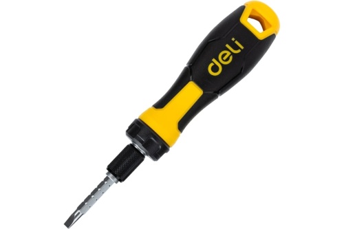 Двухсторонняя отвертка с трещеткой Deli DL626011 PH2+SL6x180мм 6/PH2x180мм. Материал биты: Cr-V. Общ