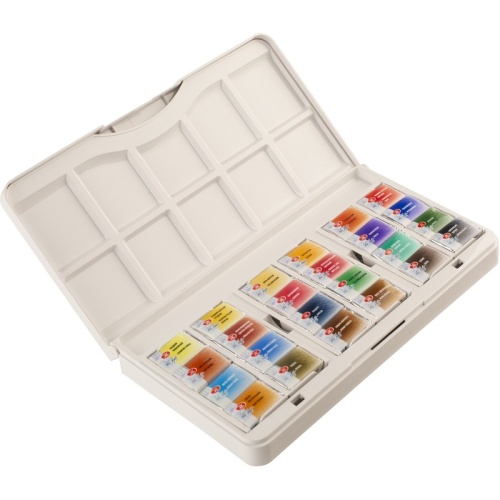 Акварель Белые ночи, художественная, 24 цвета, кюветы, пластик, палитра Акварель Белые ночи, художественная, 24 цвета, кюветы, пластик, палитра