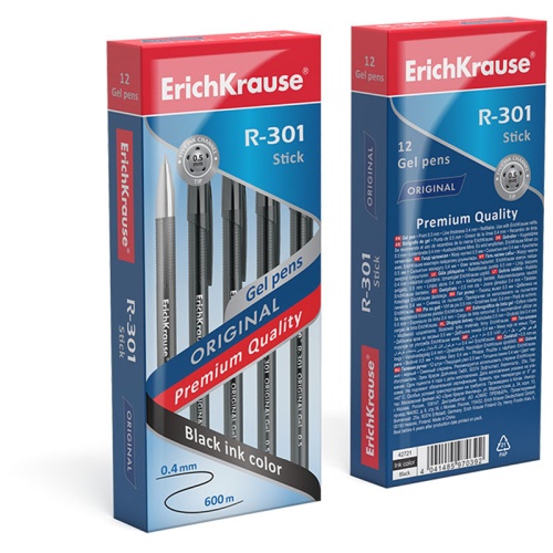 Ручка гелевая Erich Krause "R-301 Original Gel" черная, 0,5мм