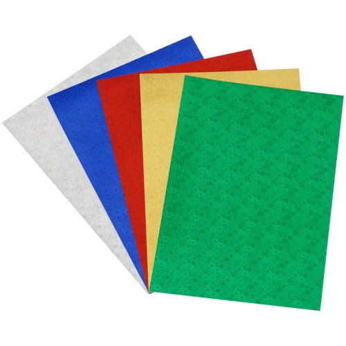 Картон цветной А4, ArtSpace, 5л., 5цв., металлизированный голографический, узор "Звездочки", в папке