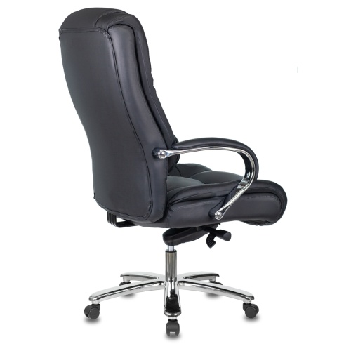 Кресло руководителя Бюрократ T-9925SL/BLACK, черный, кожа, крестовина хром (до 200кг)
