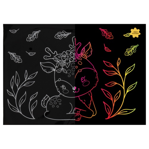 Гравюра с мультицветной основой ТРИ СОВЫ "Олененок", А4