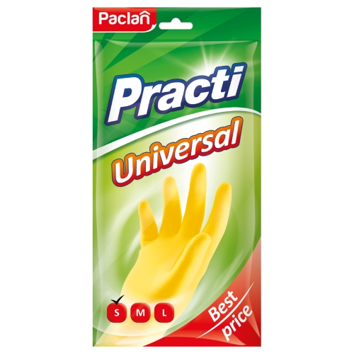Перчатки резиновые Paclan "Practi. Universal", размер S, желтые 407890 407890