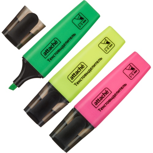 Набор текстовыделителей Attache Colored (толщина линии 1-5 мм, 3 цвета)