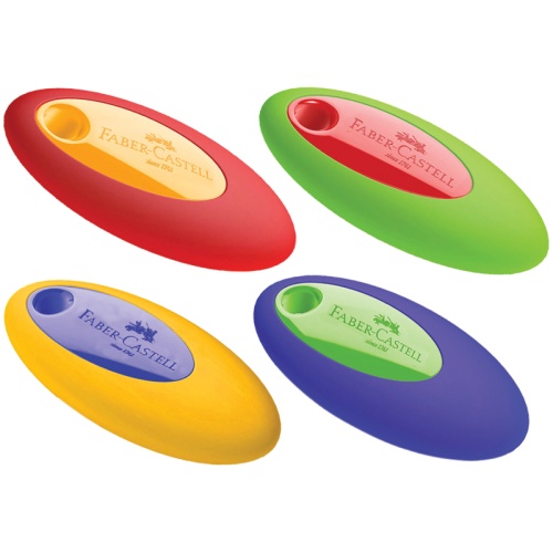 Ластик Faber-Castell "Oval", PVC-free, овальный, пластиковый держатель, ассорти, 60*30*10мм