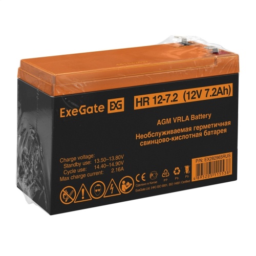 Аккумуляторная батарея 12V / 7.2Ah HR 12-7.2 F2 ExeGate Аккумуляторная батарея 12V / 7.2Ah HR 12-7.2 F2 ExeGate