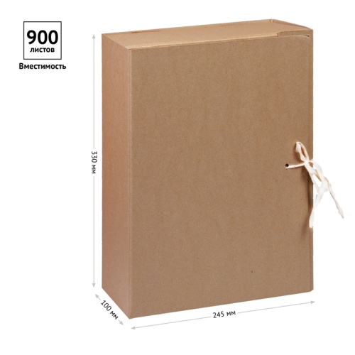 Короб архивный с завязками OfficeSpace разборный, без покрытия, 100мм, клапан МГК, до 900л
