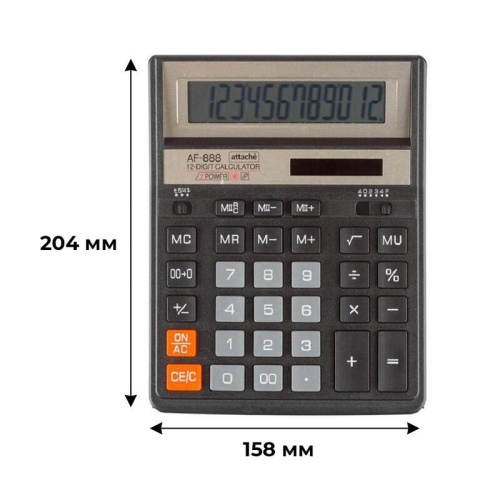 Калькулятор настольный Attache ASF-888 12-разрядный черный 204x158x40 мм Калькулятор настольный Attache ASF-888 12-разрядный черный 204x158x40 мм