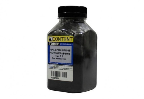 тонер hp lj p1005/p1505/prop1566/prop1102, тип 3.6, bk, 85 г, content