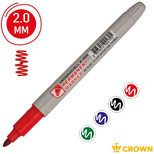 Набор перманентных маркеров Crown "Multi Marker Slim" 04цв., пулевидный, 2,0мм, чехол с европодвесом