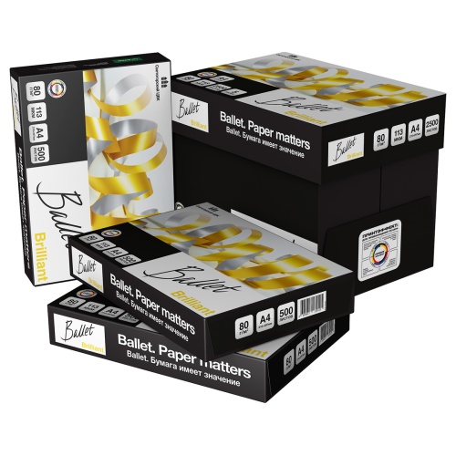 Бумага офисная А4, Ballet "Brilliant", Марка А, 500л. Бумага офисная А4, Ballet "Brilliant", Марка А, 500л.