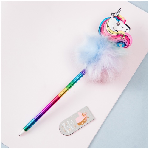 Ручка шариковая MESHU "Rainbow Unicorn" синяя, 0,7мм, с топпером, MS_73584