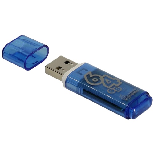 Память USB Flash 64 GB Smartbuy "Glossy" USB 2.0 Flash Drive, голубой