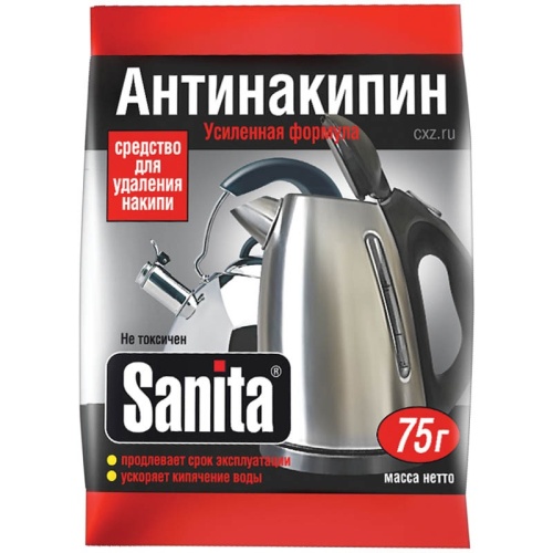 Средство для смягчения воды и удаления накипи SANITA порошок Антинакипин 75гр