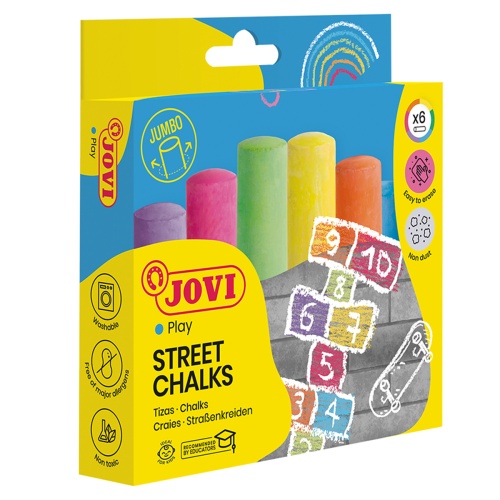 Набор цветных мелков асфальтовых JOVI, 6шт., 6цв., круглый