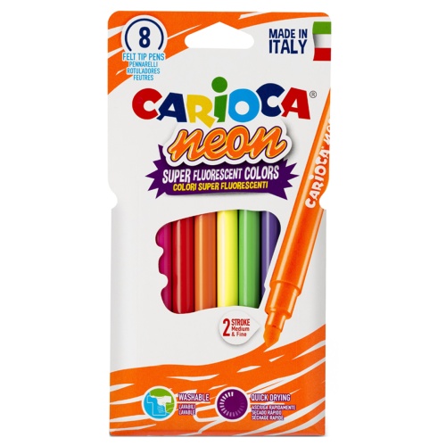 Фломастеры неоновые Carioca "Neon", 08цв., смываемые Фломастеры неоновые Carioca "Neon", 08цв., смываемые