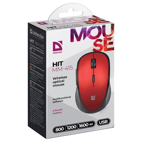 Мышь беспроводная Defender Hit MM-415 черный, красный