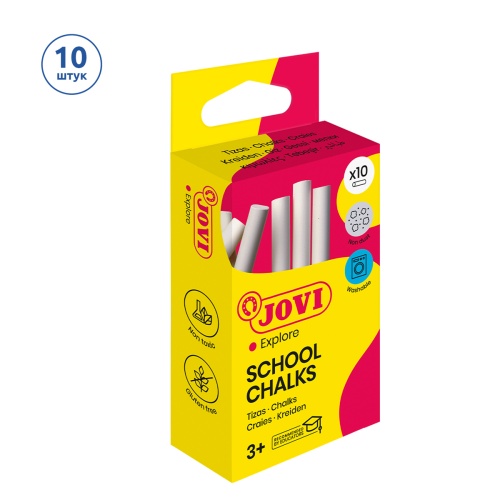 Мелки белые JOVI, 10шт., круглые, картонная коробка