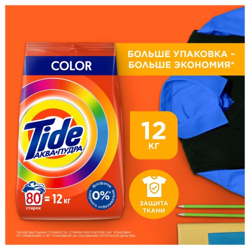 Порошок для машинной стирки Tide "Color", 12кг