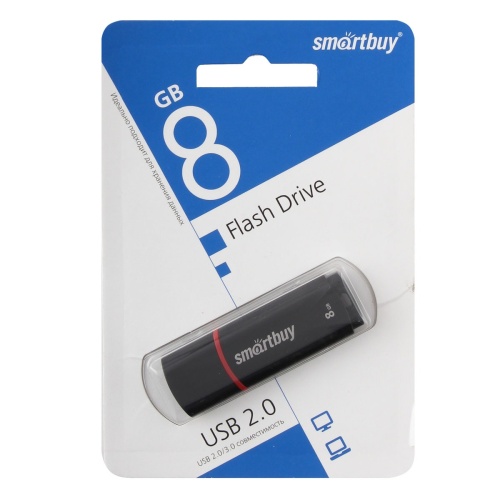 Память USB Flash 8 GB Smartbuy "Crown" USB 2.0 Flash Drive, черный