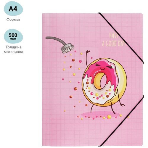 Папка на резинке MESHU "Donuts life" А4, 500мкм