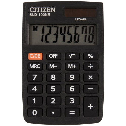 Калькулятор карманный Citizen SLD-100NR, 8 разрядов, двойное питание, 58*88*10мм, черный Калькулятор карманный Citizen SLD-100NR, 8 разрядов, двойное питание, 58*88*10мм, черный