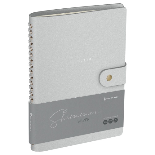 Записная книжка А5 96л. ЛАЙТ, кожзам, скрытый гребень, Greenwich Line "Shimmer. Silver", блок в лини