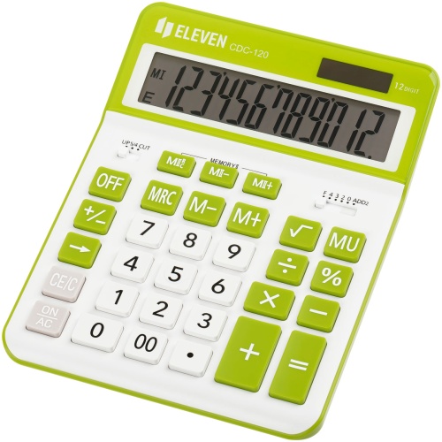 Калькулятор настольный Eleven CDC-120-WH/GR, 12 разрядов, двойное питание, 155*206*38мм, белый/салат