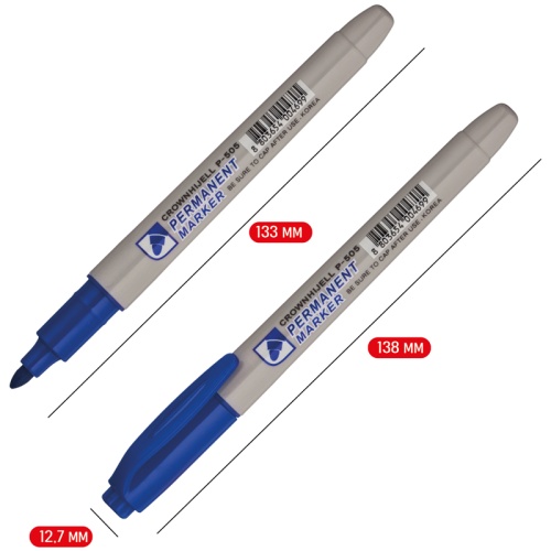 Набор перманентных маркеров Crown "Multi Marker Slim" 04цв., пулевидный, 2,0мм, чехол с европодвесом