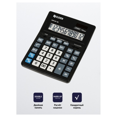 Калькулятор настольный Eleven Business Line CDB1201-BK, 12 разрядов, двойное питание, 155*205*35мм, Калькулятор настольный Eleven Business Line CDB1201-BK, 12 разрядов, двойное питание, 155*205*35мм,