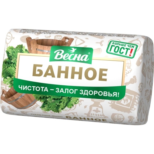Мыло туалетное 90 г, ВЕСНА Банное Мыло туалетное 90 г, ВЕСНА Банное