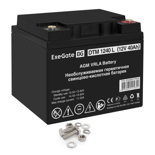 Аккумуляторная батарея 12V / 40Ah DTM 1240 L под болт М6 ExeGate