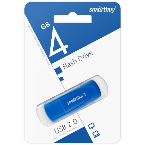 Память USB Flash 4 GB Smartbuy "Scout" USB 2.0 Flash Drive, синий