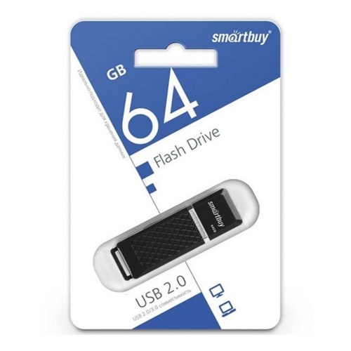 Память USB Flash 64 GB Smartbuy "Quartz" USB 2.0 Flash Drive, черный