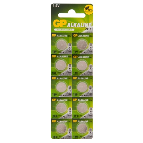 Батарейка GP LR54 (G10, V10GA, LR1130, 189, 189A) алкалиновая, (10 штук в упаковке)