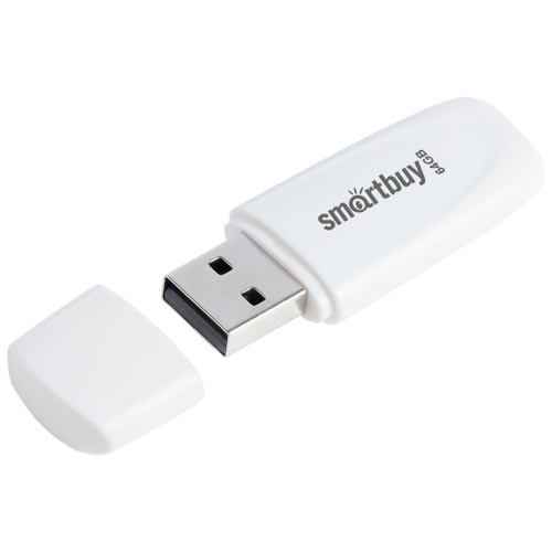 Память USB Flash 64 GB Smartbuy "Scout" USB 2.0 Flash Drive, белый