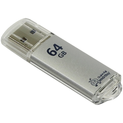 Память USB Flash 64 GB Smartbuy "V-Cut" USB 2.0 Flash Drive, серебристый (металл. корпус )