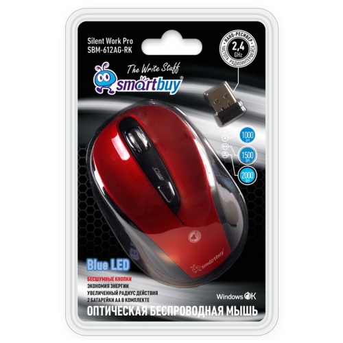 Мышь беспроводная Smartbuy 612AG красный