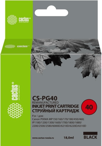 Картридж Cactus CS-PG40, PG-40, черный