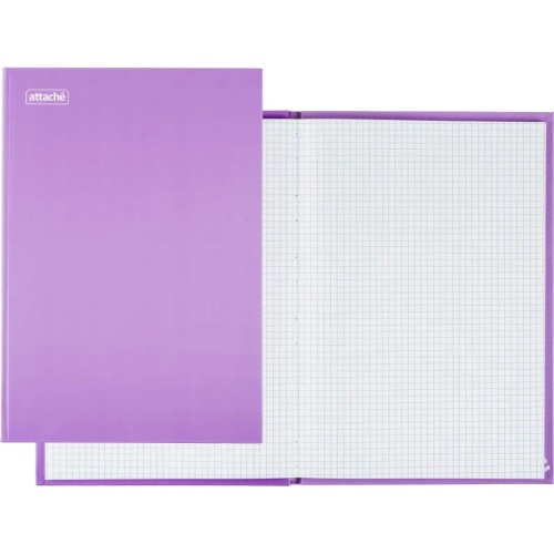 Книга учета 96 листов А4 в клетку на сшивке блок офсет Attache Bright Сolours (картон, сиреневый)