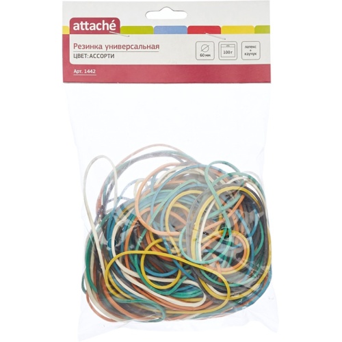 Резинка для денег Attache 100 г диаметр 60 мм цветная