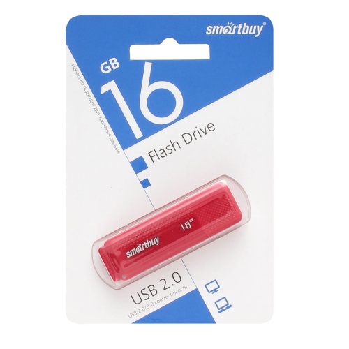 Память USB Flash 16 GB Smartbuy "Dock" USB 2.0 Flash Drive, красный